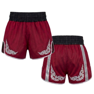 Martial Arts <b>Shorts</b> Red With <b>Silver</b> Embroidery Unisex Adult Mixed Martial Arts Wear Stretch Fit Regular Style - Product Image 3