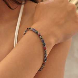 925 Sterling Silver Teardrop Colored Stone Waterway <b>Beaded</b> <b>Bracelet</b> Fashion Small <b>Bracelet</b> - Product Image 1