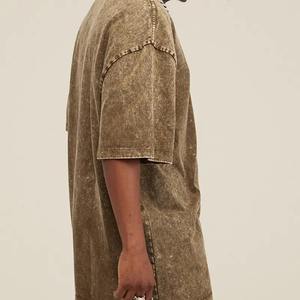 Camisetas Unisex al por mayor de alta calidad para hombre, camiseta de hombro caído de gran tamaño, camisetas de moda de lavado ácido liso de algodón suave - Product Image 2