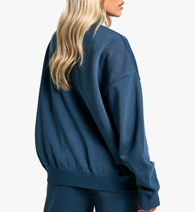 2025 recién llegado 100% algodón francés Terry Quater cremallera Stand Up Collar mujer sudadera transpirable Casual Wear sudadera - Product Image 2