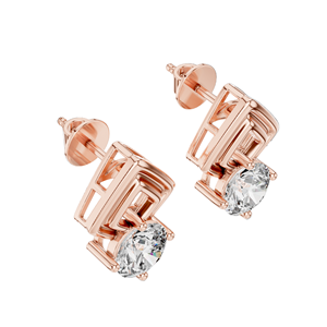 Boucles d'oreilles en diamant de laboratoire rond brillant de 2,5 carats, clarté VVS-VS EF, or 18 carats, 14 carats, 10 carats et argent 925, rose, jaune, blanc - Product Image 6