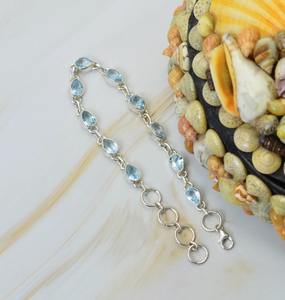 Topaze bleue coupée 925 Bracelet réglable en argent Sterling avec pierres précieuses Novembre mois Cadeau de naissance pour Noël 10 bijoux en pierre - Product Image 3