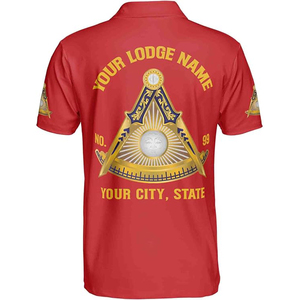 Hombres de alta calidad hechos a medida para camisa Polo Masonería Maestro Masónico Sublimado con mangas cortas de patrón sólido - Product Image 6