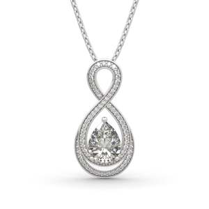Jeulia Infinity Love Pear Cut Rhodium Plated Sterling Silver Necklace with Zircon and Diamond - Product Image 1