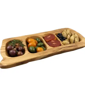 Piatto per immersione con olio d'oliva piatto per antipasto ristorante piatto per cena in legno di ulivo piatto da cucina decorazione di nozze che serve piatto di legno.