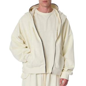 Sudadera con capucha y cremallera completa al por mayor, personalizable, de algodón French Terry de 400 g/m² de alto gramaje, estilo oversize y streetwear. - Product Image 3