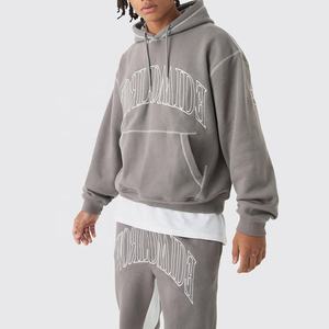 Chándal con capucha y pantalones de chándal apilados acampanados lavados con ácido desgastado personalizado con pantalones acampanados para invierno - Product Image 6