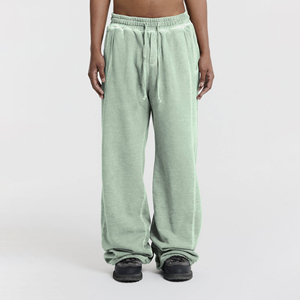 กางเกงสเวตแพนท์ผู้ชายทรงหลวมสไตล์สตรีทแวร์ ผ้าฝ้าย 100% น้ำหนักเบา ระบายอากาศดี มีเชือกผูก คุณภาพสูง ล้างสีแบบ Acid Wash - Product Image 1