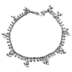 925 Silver <b>Anklet</b> with Diamond Bells Cute Gold Plated <b>Indian</b> Bridal Jewelry for Women Gift - Product Image 3