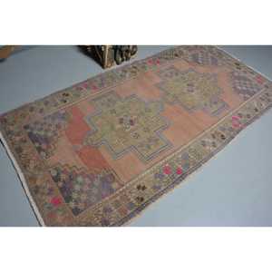 4.2x8.6 ft Rug, Turkish Vintage Area Rug, <b>Brown</b> <b>Wool</b> Rug - Product Image 2