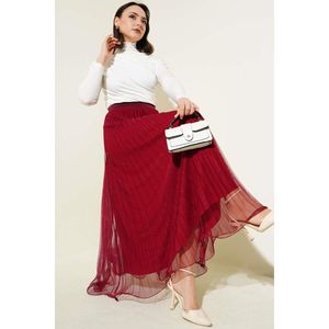 Jupe en tulle plissée à volants Bordeaux - Product Image 3