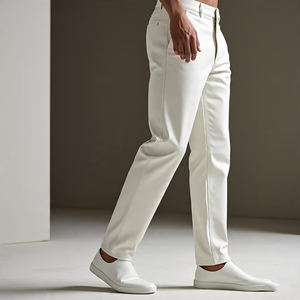 Vente en gros Streetwear Pantalon en cuir empilé à la mode 2025 Pantalon en cuir de mouton décontracté coupe-vent pour hommes de haute qualité - Product Image 2