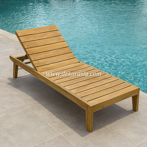 Chaise longue en teck massif de qualité supérieure avec dossier réglable pour hôtel, bord de piscine, jardin et mobilier de plage - Product Image 6