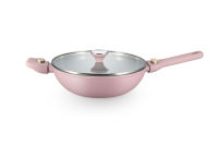 Nouveautés Batterie de cuisine moderne personnalisable en aluminium à revêtement céramique rose à induction batterie de cuisine et de poêles antiadhésives batterie de cuisine