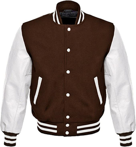 Fashion <b>Mens</b> Varsity Baseball College Letterman High School Bomber Wool Genuine <b>Leather</b> <b>Jacket</b> - Product Image 1