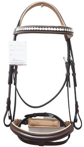 Bride en cuir de cheval de qualité supérieure avec bandeau en strass et large muserolle, bride noire pour l'équitation à prix abordable - Product Image 4