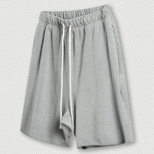 ขายส่งที่กําหนดเองขอบดิบที่ห้ากางเกงวอร์มเสื้อกั๊กว่างเปล่าล้างกีฬากางเกงขาสั้นผ้าฝ้ายชุดเสื้อแขนกุด - Product Image 6