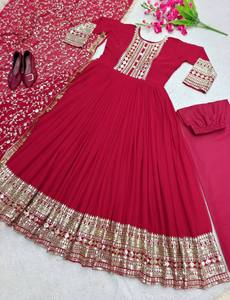Robe Anarkali brodée avec Dupatta pour mariages, festivals et fêtes, beau design - Product Image 6