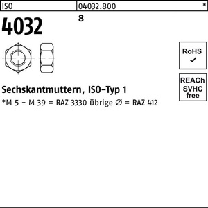 Tuerca Hexagonal ISO 4032 M52 Grado 8, Paquete de 5 Piezas - Product Image 1