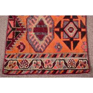 Tapis turc vintage, petit tapis de 1,7 x 2,2 pieds, tapis oriental en laine rouge orangé - Product Image 5