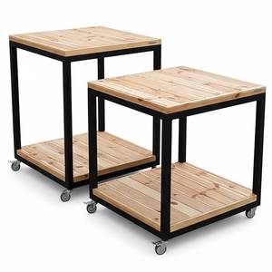 Étagère de présentation avec deux étagères en bois sur roulettes - Hauteur 100 cm - Product Image 1