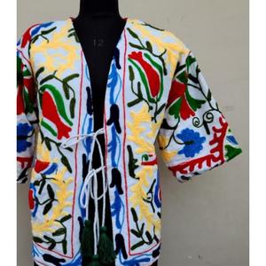 Veste Kimono Courte Hiver Indien Suzani Broderie Canard Coton Tissu 100% Coton Rempli Manteau Robe Cadeau Parfait - Product Image 2