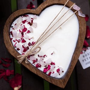 Best selling <b>heart</b> <b>shape</b> acacia wood candle <b>bowl</b> candle holder for home decoration valentine gift made in Vietnam factory - Product Image 4