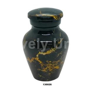 Urne de crémation adulte faite à la main en métal grec de finition de marbre impressionnante pour les cendres humaines avec le sac libre de velours - Product Image 2