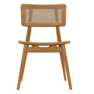 Chaise de salle à manger en teck et rotin Bovista avec matériaux de haute qualité et finition naturelle pour une utilisation en intérieur et en extérieur - Product Image 2