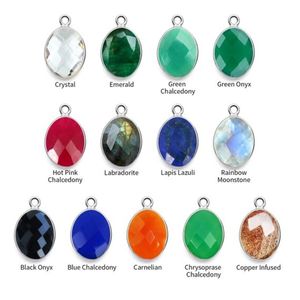 Pendentif ovale en calcédoine chrysoprase, breloque à facettes faite à la main en laiton plaqué or rose, cadeau de bijoux de naissance pour femme - Product Image 3