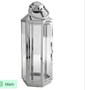 Linterna de metal alto moderno con paneles de vidrio transparente para decoración de Navidad interior y exterior, centro de mesa de boda y uso en patio - Product Image 4