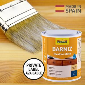 Vernis pour bois d'intérieur à base d'eau OEM, finition mate transparente, faible odeur, résistant aux rayures, étiquette privée disponible, 375 ml - Product Image 1