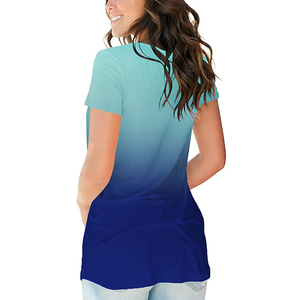 Camiseta de Verano Informal para Mujer, Transpirable, de Manga Corta, Ecológica, de Punto Jersey, Corte Regular, con Estampado Geométrico, Cuello Redondo, Antiarrugas - Product Image 3