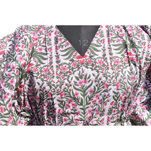 Kaftan Algodón Mujeres Handblock Floral Impreso Robe Sleepwear Maxi Dress - Product Image 3