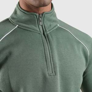 Sweat-shirt en tissu molletonné vert français avec fermeture éclair, logo personnalisé, patchwork brodé 3D, impression sérigraphique, poids lourd, taille XL - Product Image 6