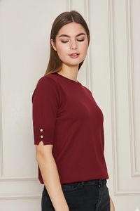 Blusa de punto con cuello redondo para mujer, informal, elegante y cómoda, transpirable - Product Image 3