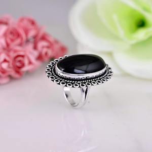 Bague en argent sterling 925 de style bohème pour femme classique Onyx noir pierre précieuse bijoux de mariage faits à la main plaqué rhodium cadeau pour Wif - Product Image 3