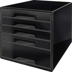 Leitz CUBE 5-<b>Drawer</b> Desktop Organizer Black Housing and <b>Drawer</b> with DIN A4 Polystyrene Black Color - Product Image 1