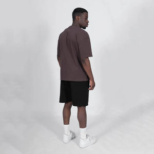 2025 verano Casual transpirable 100% algodón camiseta liso marrón personalizado lavado camisetas para hombres - Product Image 3