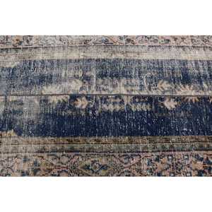 Alfombra de 3.3x8.4 pies, Alfombra Turca, Alfombra Floral de Lana Azul Vintage - Product Image 5