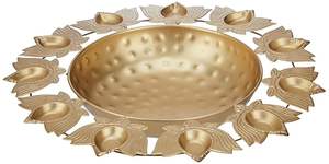 Gold Polished Metallic Lotus <b>Tealight</b> Candle <b>Holder</b> Elegant Home Decor Accent - Product Image 4