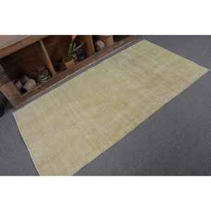 Alfombra turca Vintage moderna, 3,3x6,3 pies, lana amarilla, algas marinas, área grande, retazos rectangulares para entrada, látex, 'alfombra de habitación' - Product Image 5