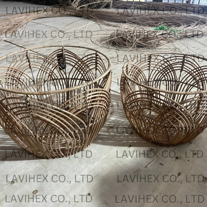 Cesta de mimbre redonda para almacenamiento, cesta elegante y decorativa, fabricación al por mayor, de Vietnam - Product Image 5