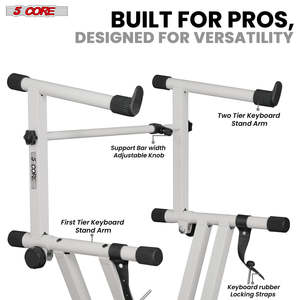 5 Core Keyboard <b>Stand</b> 2 Tier Doubled X Shape Adjustable Heavy Duty Key Board DJ <b>Controller</b> <b>Stands</b> - Product Image 6