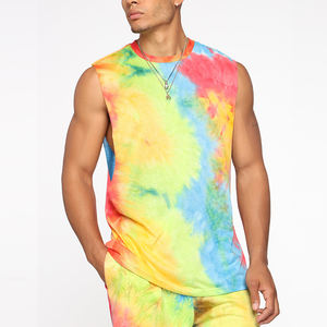 New Arrival Custom Logo Printed <b>Gym</b> Wear Sports Tank Top Stylish Tie Dye <b>Gym</b> Singlet <b>Vest</b> for <b>Men</b> - Product Image 5