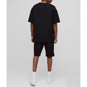 Nouvel été à la mode 2 pièces hommes chemise shorts ensembles en gros pas cher prix respirant OEM grande taille ensembles de motifs solides - Product Image 2