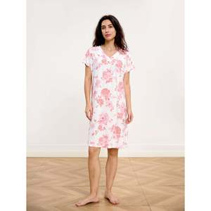 Robe de nuit longue personnalisée haut de gamme pour femme, col en V, manches courtes, imprimée, en bambou respirant et écologique, couleur unie - Product Image 5