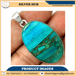 Colgante de Plata de Ley 925 Hecho a Mano con Ópalo Azul Peruano Natural, Joyería, Proveedor al por Mayor ODM OEM - Product Image 2
