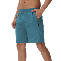 Shorts de tennis décontractés pour hommes en polyester/coton, taille mi-haute, longueur genou personnalisée, séchage rapide, cordon de serrage, respirant, couleur unie, maille, style urbain