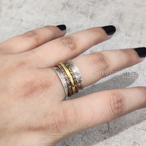 Infinity Spinner Band Bohème Bague En Argent Sterling 925 Anneau De Pouce Pour Femmes Bijoux Faits À La Main Noël Anxiété Hommes Spinner Anneau - Product Image 3